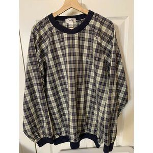 Izod‎ Golf Plaid Pullover Windbreaker Jacket Mens Sz L Blue Yellow
